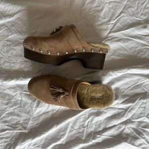 rag & bone Brown Suede Clogs with Tassel